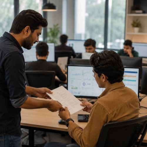 Digital marketing mentor assigning live agency project to student