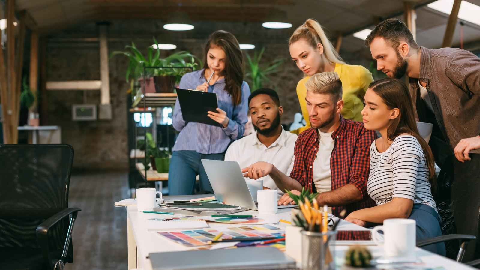 Team working together in agency environment